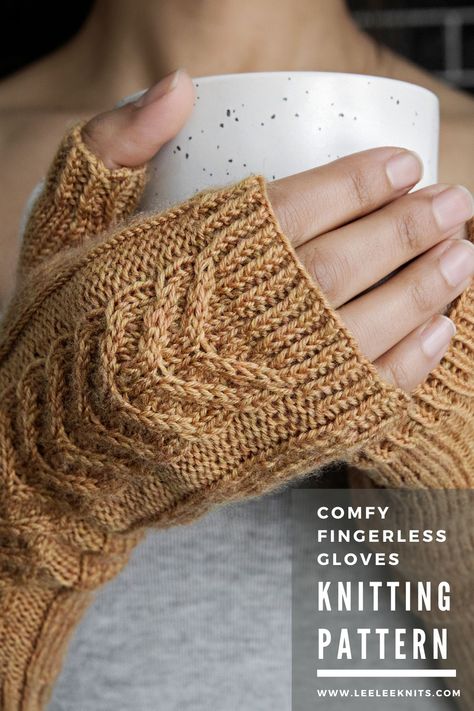 Comfy Fingerless Gloves Knitting Pattern - Leelee Knits Fingerless Gloves Knitting Pattern, Fingerless Mitts Knit, Fingerless Mittens Knit, Gloves Knitting Pattern, Fingerless Mittens Pattern, Gloves Knitting, Winter Knitting Patterns, Knitting Gloves Pattern, Fall Knitting Patterns