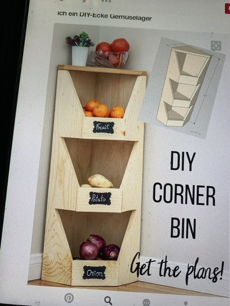 Diy Vegetable Storage, Vegetable Storage Bin, Diy Wood Plans, Wood Projects For Kids, Wood Projects That Sell, Cool Wood Projects, Vegetable Storage, Diy Holz, Beginner Woodworking Projects