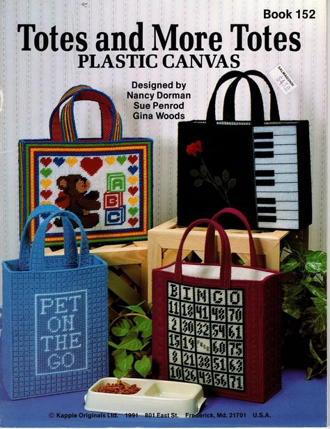 Totes+and+More+Totes+Plastic+Canvas+Patterns+Kappie+Book+152 Plastic Canvas Purse, Tote Bag Patterns, Plastic Canvas Books, Plastic Canvas Pattern, Library Bag, Craft Craft, Canvas Purse, Needlepoint Stitches, Hand Crochet Baby Blanket