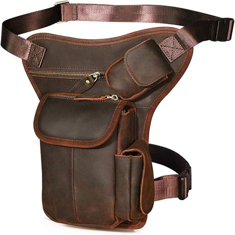 Amazon.com | Le'aokuu Mens Genuine Leather Motorcycle Hiking Belt Fanny Waist Hip Bum Pack Drop Leg Bag Pouch (3106 The Black) | Waist Packs Hiking Belt, Leg Bag, Biker Leather, Waist Pack, Camera Bag, Genuine Leather, Hiking, Pouch, Leather