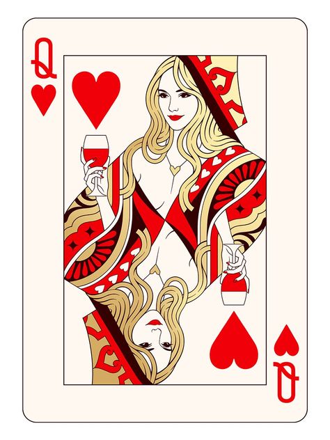 Zwilling Tattoo, Queen Of Hearts Card, Playing Cards Art, The Queen Of Hearts, Queen Of, Playing Cards Design, Instagram Queen, Karten Design, 카드 디자인