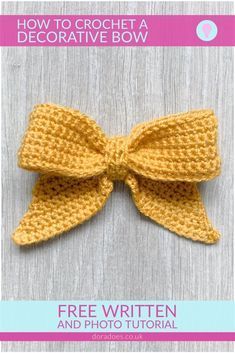 Crochet Large Bow Free Pattern, Crochet Wand Pattern, Crochet Big Bows Free Pattern, Hair Bow Crochet Pattern, Useful Crochet Gift Ideas, Multicolor Yarn Projects, Crochet Bow Clip, Crocheted Bows Free Pattern, Crochet Bows Free Pattern Easy