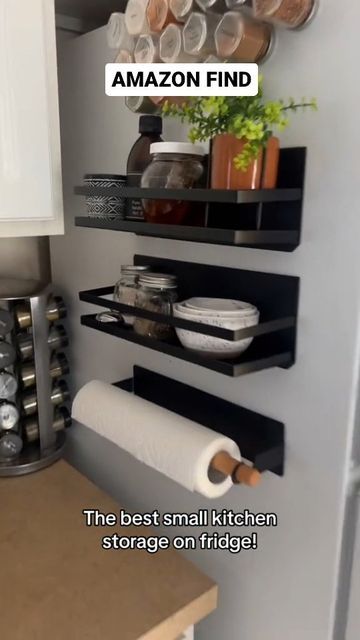 Simple Tech Finds on Instagram: "Amazon Find! Shop in bio or on simpletechreviews.com ✅️ . 🔗 Search our website for Magnetic Fridge Organizer . . . . Tag a friend who might like this😊⁠ . #amazonfinds #amazonmusthaves #founditonamazon #lifehacks #spacesaving #organization #organizer #organized #organize #fridgegoals" Magnet Organization, Kitchen Countertop Decor Ideas, Modern Kitchen Design Trends, Kitchen Countertop Decor, Magnetic Storage, Metal Painting, Fridge Organisers, Magnetic Spice, Countertop Decor