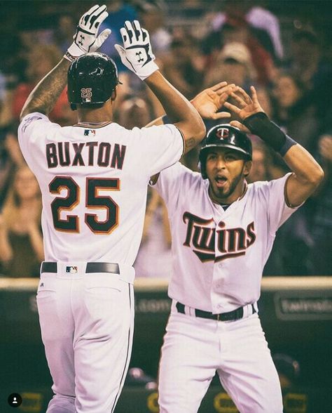 Byron Buxton and Eddie Rosario Byron Buxton, Twins Baseball, Minnesota Twins, Play Ball, Minnesota, Twins, Sports Jersey, Baseball, Sports