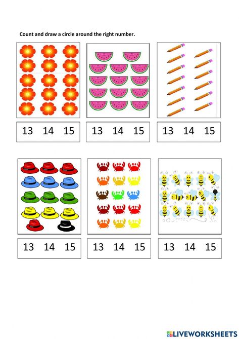 Counting online worksheet for kg2. You can do the exercises online or download the worksheet as pdf. Math Counting Worksheets, Montessori Math Activities, Counting Worksheets For Kindergarten, Kindergarten Math Worksheets Addition, Shapes Worksheet Kindergarten, Counting To 120, Counting Objects, Counting For Kids, Counting Worksheets