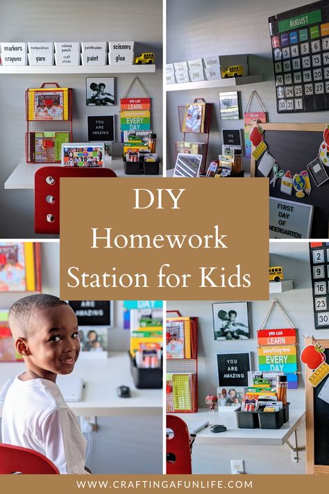 Colorful workspace for kids who are learning from home this year due to the pandemic. This set up is also perfect for students who need a space to complete homework after returning home from traditional school. Great for elementary students and older children. The shelf, bins and desk are from Ikea. The labels were made using Cricut Explore machine. Kids Desk Ideas Homework Station, Homework Station For Kids, Homework Corner, Diy Homework Station, Kids Desk Area, Colorful Workspace, Kids Homework Station, Homework Desk, Homework Space