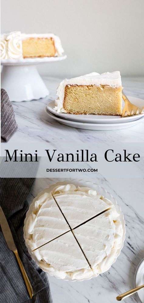 Single Vanilla Cake Recipe, Small Serving Cake Recipe, One Serving Cake, Vanilla Cake Recipe Small Batch, Mini Cake Recipes Easy, 6 Inch Cakes Recipes, Mini Cake Recipe Vanilla, Vanilla Cake For Two, Best Cakes To Make