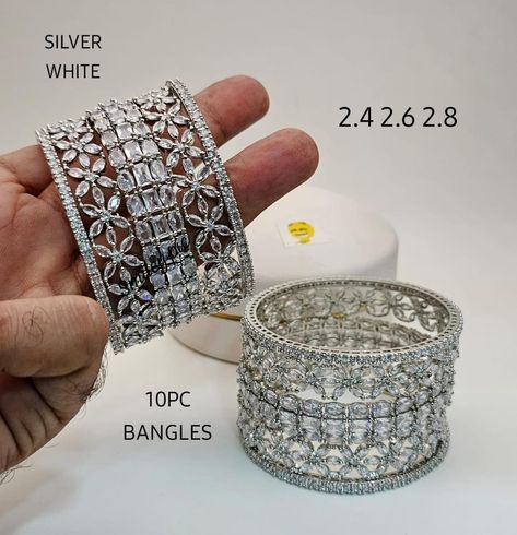 Ad Bangles, Jewelry Indian Wedding, Jewelry Pakistani, Diamond Bangles, Diamond Baguette, Bangles Set, Bangles Indian, Pakistani Jewelry, Crystal Bangle