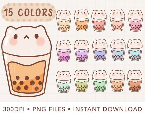 Boba Template, Boba Clipart, Kawaii Boba Tea, Cat Boba, Tea Clipart, Boba Cup, Tea Png, Kawaii Boba, Drink Png