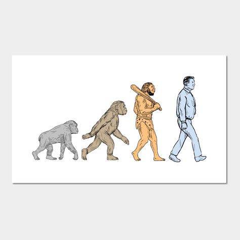 Drawing sketch style illustration showing human evolution from primate ape, homo habilis, homo erectus to modern day human homo sapien walking viewed from the side set on isolated white background. -- Choose from our vast selection of art prints and posters to match with your desired size to make the perfect print or poster. Pick your favorite: Movies, TV Shows, Art, and so much more! Available in mini, small, medium, large, and extra-large depending on the design. For men, women, and children. Human Evolution Drawing, Evolution Illustration, Evolution Drawing, Walking Drawing, Homo Sapien, Homo Erectus, Homo Habilis, Evolution Art, Drawing Wall