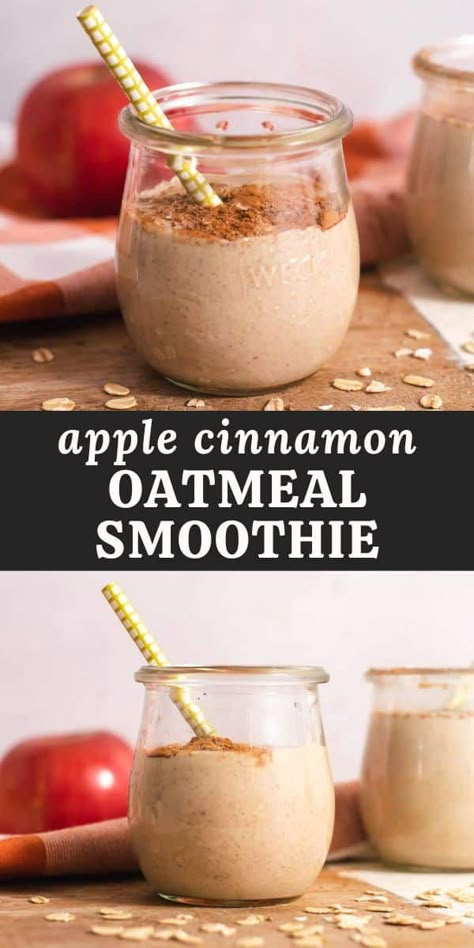 Start your day with this healthy, creamy fresh apple cinnamon smoothie. This vegan smoothie recipe is perfect for fall breakfast! Vegetarian Egg Bites, Frozen Apples, Oatmeal Smoothies Healthy, Apple Cinnamon Smoothie, Vegetarian Breakfast Casserole, Apple Smoothie Recipes, Cinnamon Smoothie, Apple Pie Smoothie, Oatmeal Smoothie