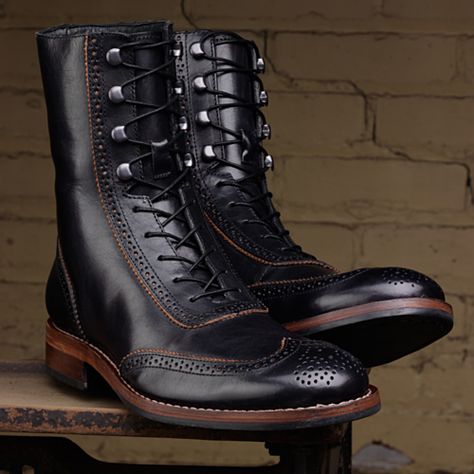 Men's Winchester 1000 Mile Brogue Boot - W06492 - Vintage Boots | Wolverine Stylish Boots For Men, Dress Leather Boots, Dark Brown Boots, Black Leather Oxfords, Brogue Boots, Oxford Brogues, Ankle Boots Men, Brown Leather Ankle Boots, High Ankle Boots