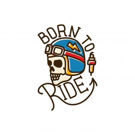 Skull Line Tattoo, Born To Ride Tattoo, Small Motorcycle Tattoo, Motorcycle Tattoo Designs, Moto Tattoo, Baby Shower Scrapbook, Biker Tattoo, Motorcycle Tattoo, Biker Logo