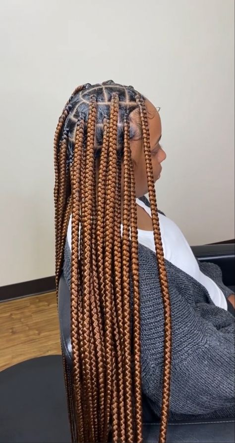 Brown Big Box Braids, Large Brown Knotless Box Braids, Large Brown Knotless Braids, Peekaboo Knotless Braids With Curls At The End, Brown Jumbo Knotless Braids, Black And Brown Knotless Braids, Brown Knotless Box Braids, Long Box Braids Hairstyles, Brown Knotless Braids