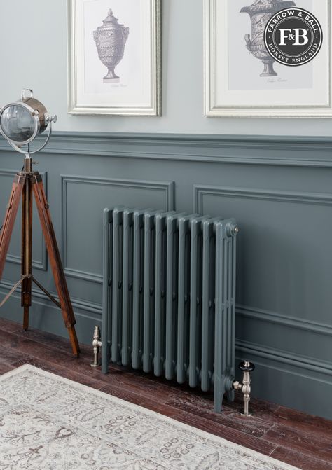 Dröm Hus Planer, Radiators Living Room, Hallway Panelling, Stair Paneling, Victorian Hallway, Farrow & Ball, Hallway Colours, Hallway Inspiration, Narrow Hallway Decorating