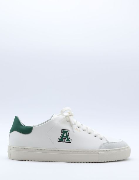 White and green "Clean 90 Triple" sneakers AXEL ARIGATO - FW22 Axel Arigato Clean 90, Arigato Sneakers, Axel Arigato Sneakers, Green Clean, Logo Sewing, Axel Arigato, Recycled Rubber, Low Sneakers, Green Man