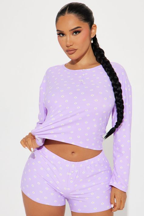 Available In Lilac. PJ Short Set Long Sleeve Top Booty Shorts Button Details Final Sale Disclaimer: Print Placement May Vary 95% Polyester 5% Spandex Imported | Cozy With You PJ Short Set in Lilac size 3X by Fashion Nova Pajama Short Set, Pajama Short, Cute Pjs, Sleepwear Fashion, Lounge Outfit, Pj Shorts, Short Pj Set, Short Pajama Set