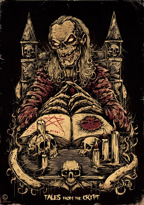 Tales from the crypt on Behance Crypt Keeper, Arte Zombie, Desenhos Gravity Falls, Scary Movie Characters, Creepy Drawings, Tales From The Crypt, Horror Movie Icons, Horror Artwork, Horror Tattoo