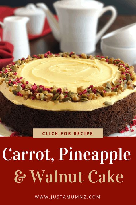 Delicious Carrot, Pineapple & Walnut Cake Pineapple Walnut Cake, The Best Cream Cheese Frosting, Best Cream Cheese Frosting, Lamb Cake, Desserts Ideas, Easter Desserts, Dried Raspberries, Zucchini Cake, Savory Cakes