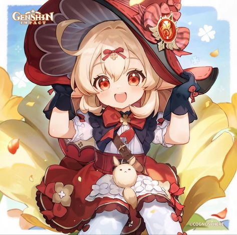 Klee, genshin impact, genshin official art, klee new outfit, genshin outfits, birthday art, dodoco, pyro, mage / SHES SO ADORABLE😭😭 Bd Art, Chibi Characters, Pretty Art, Cute Anime Character, Anime Images, Anime Character, Genshin Impact, Favorite Character, Chibi