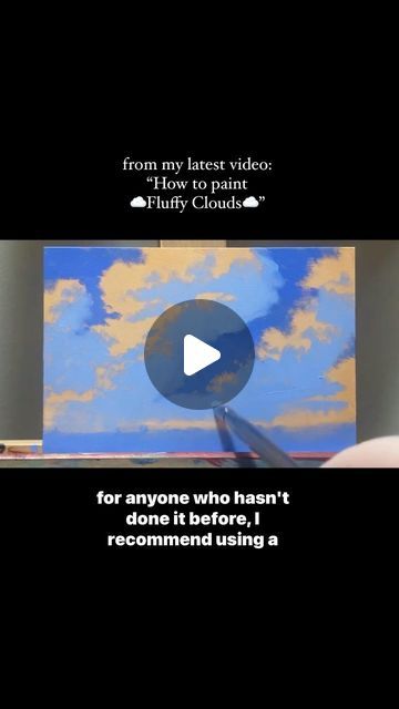 Daphne Frizzle on Instagram: "How to Paint: ☁️Fluffy Clouds ☁️ (Full tutorial is 🔗'd ) - #howtopaintclouds #cloudpainting #paintingtutorial #oilpainting #acrylicpainting #cloudpainting #paintinglesson #paintingtechniques #landscapepainting #skypainting" Fluffy Clouds, Sky Painting, Visual Aids, Cloud Painting, February 11, Painting Lessons, How To Paint, Painting Tutorial, Painting Techniques