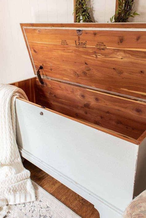 Wondering how to prep furniture for painting in just a few simple steps? We've got that covered in this post! #paintedfurniture #diypaintedfurniture ##handpaintedfurniture Antique Chest Makeover, Diy Hope Chest Makeover, Cedar Hope Chest Makeover, Lane Chest Makeover, Painted Cedar Chest Ideas, Refinished Cedar Chest Ideas, Hope Chest Diy, Cedar Chest Makeover, Diy Wood Chest