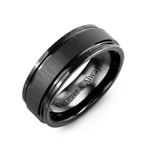 Satin Center Polished Edges Black Wedding Ring Black Groom Ring, Men’s Modern Wedding Bands, Mens Promise Ring Boyfriends, Groomsmen Rings, Men’s Promise Rings, Male Promise Rings, Black Wedding Rings For Men, Black Wedding Bands For Men, Men Promise Rings