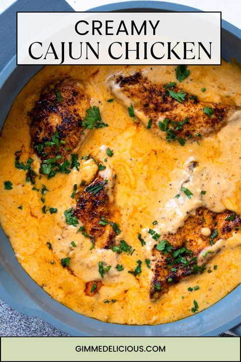 Creamy Cajun Chicken Cajun Chicken And Mashed Potatoes, Cajun Cream Chicken, Creamy Garlic Cajun Chicken, Creamy Chicken Over Rice Recipes, Cajun Chicken Slow Cooker, Smothered Chicken With Mashed Potatoes, Garlic Smothered Chicken, Cajun Chicken Bake, Restaurant Quality Recipes Dinners