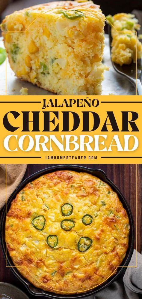 Germany Recipes, Bahamas Recipes, Comfort Snacks, Jalapeño Cheddar Cornbread, Savory Cornbread, Best Cornbread Recipe, Jalapeno Cheddar Cornbread, Cornbread Recipe Sweet, Cheddar Cornbread