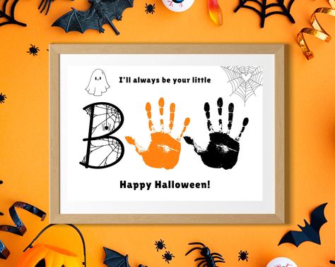 UPGRADE TO THE BUNDLE: https://www.etsy.com/listing/1558288401/halloween-handprint-craft-halloween?ref=listings_manager_grid Halloween Handprint Craft Easy black and white printing - all items on this page are black and white to ensure easy printing! You can choose handprint colors of your choice. Make the most of your Halloween with this fun Halloween craft for kids! Not only will your little ones have fun creating this Halloween handprint art, but it can serve as a keepsake for years to come. Halloween Art Handprint, Family Halloween Art Projects, Handprint Crafts For Halloween, October Art Crafts For Kids, Hand Paint Halloween Crafts, Halloween Crafted For Kids, Halloween For Infants, Baby Halloween Handprint Crafts, Halloween Crafts For Toddlers Footprint