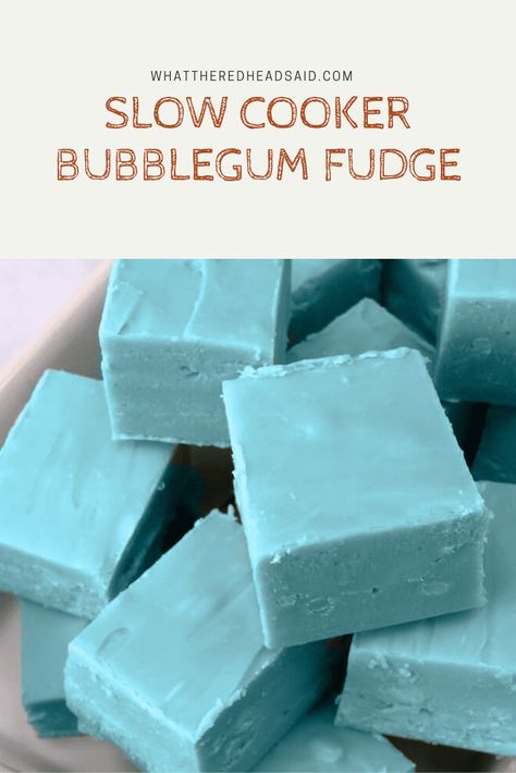 Slow Cooker Bubblegum Fudge - What the Redhead said Bubble Gum Fudge, Slow Cooker Fudge Recipes, Bubblegum Fudge, Slow Cooker Fudge, Best Fudge Recipe, How To Make Fudge, Homemade Fudge Recipes, Vegan Fudge, Crock Pot Food