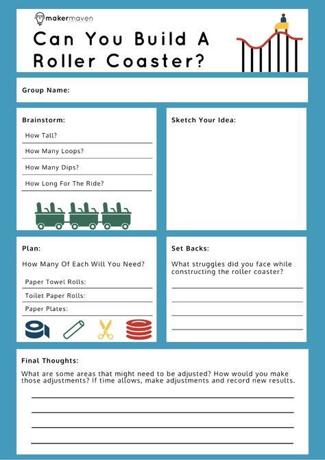 Roller Coaster Engineering, Build A Roller Coaster Stem, Straw Roller Coaster Stem, Daisy Roller Coaster Design Challenge, Roller Coaster Stem Challenge, Roller Coaster Project, Paper Roller Coaster, Makerspace Elementary, Challenge Activities