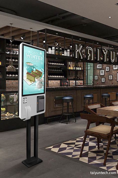 Self Service Restaurant Design, Self Ordering Kiosk Design, Quick Service Restaurant Design, Kiosk Machine, Cashless Payment, Supermarket Design Interior, Digital Kiosk, Tourism Design, Digital Retail