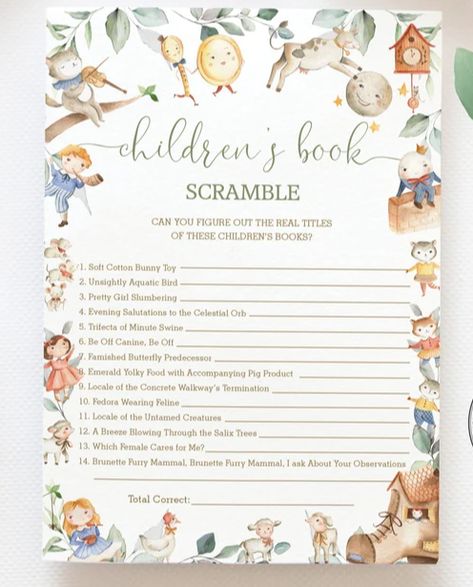 Storybook Baby Shower Invitation, Alphabet Baby Shower Ideas, Story Book Baby Shower Themes Girl, Childrens Book Baby Shower Ideas, Baby Book Shower Ideas, Books And Brunch Baby Shower Ideas, Vintage Storybook Baby Shower Theme, Book Club Baby Shower Theme, Book Themed Baby Shower Ideas Decoration