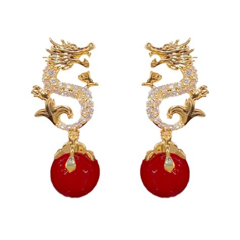 PRICES MAY VARY. 【Chinese New Year Dragon Earrings】：The Dragon Earrings Is A Symbol Of Nobility, Auspiciousness, And Wealth, Combined With The Classic Pearl, Symbolizing Good Luck And Blessings For New Year'S Wealth, The Zircon Inlaid On The Dragon's Body Makes It More Vivid. 【Materials】: The Dangle Earrings Is Made Of Copper, Sparkle Cubic Zirconia and Pearl, with exquisite workmanship, high polish and smooth surface, so it can be worn for a long time. 【Sophisticated Design】: Our Dragon Hanging Luck Dragon, Chinese New Year Dragon, Makeup Accesories, Dragon Earrings, Hanging Beads, Dragon Pattern, Sparkle Earrings, Dragon Design, Copper Material