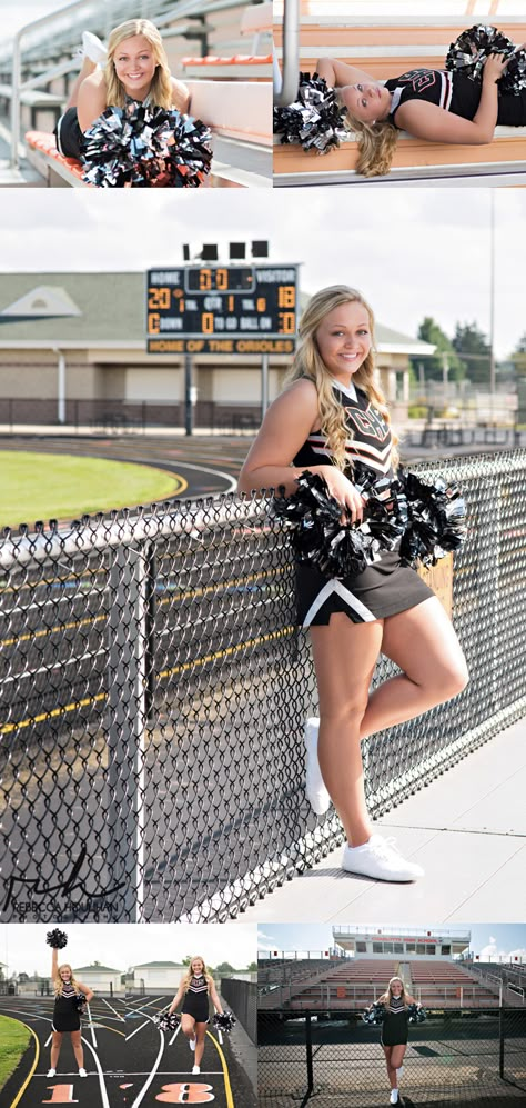 Cheer Pictures Individual Photo Ideas, Cheerleader Photography Poses, Cheerleader Picture Ideas, Senior Cheerleading Pictures Photo Ideas, Outdoor Cheerleading Pictures, Senior Picture Cheer Ideas, Senior Picture Ideas For Cheerleaders, Unique Cheer Pictures, Senior Picture Cheerleader