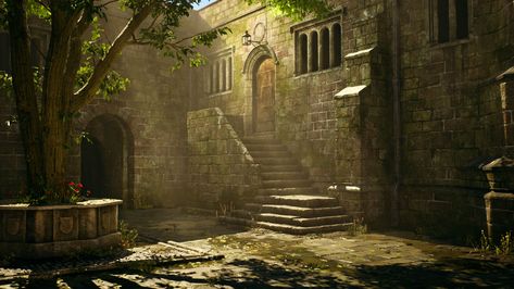 ArtStation - Castle Courtyard - Unreal Engine 5 Castle Courtyard Fantasy Art, Castle Courtyard, Substance Designer, Brick Walls, Fantasy Castle, The Brick, Unreal Engine, Brick Wall, Zbrush