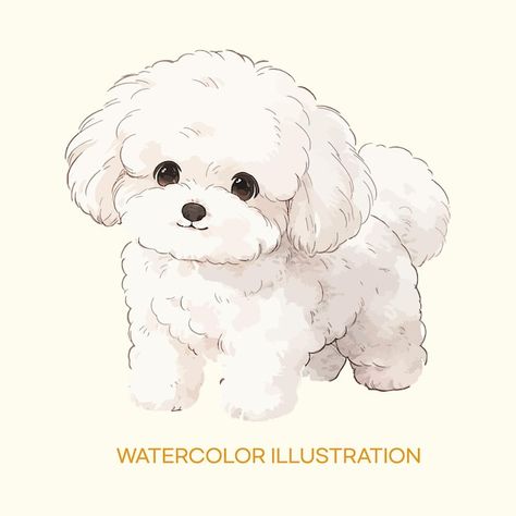 A drawing of a poodle called the waterco... | Premium Vector #Freepik #vector #puppy-illustration #cute-dog-illustration #poodle-dog-illustration #poodle-pose-illustration Poodle Puppy Drawing, Cute Dogs Illustration, Poodle Art Drawing, Cute Poodle Drawing, Simple Puppy Drawing, Dog Poses Drawing, Poodle Drawing Easy, Poodle Dog Drawing, Kawaii Dog Drawing