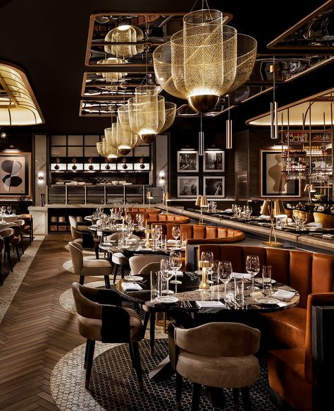 H&W Steakhouse Restaurant - Atlanta Steakhouse Restaurant Design, Steakhouse Restaurant, Beautiful Cafe, Restaurant Design Inspiration, St Regis Hotel, Pop Up Bar, Side Bar, Dining Design, Bar Interior