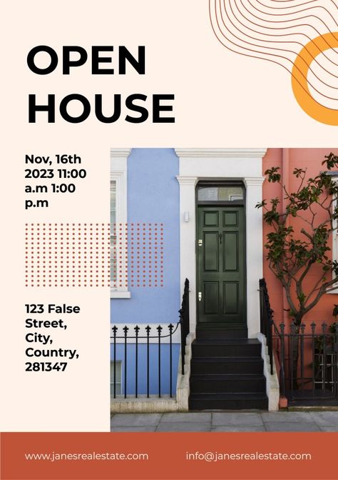 Real Estate Invitation, Open House Invitation, Open Days, Office Poster, Stories Ideas, Project Inspiration, Real Estate Agency, Free Graphic Design, Open House