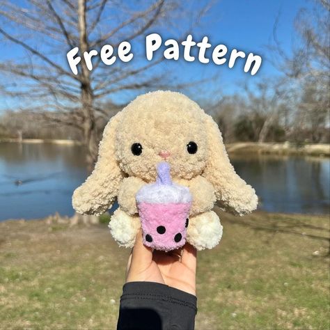 Free baby boba bunny pattern 🧋🎀 To thank you all so much for your support, here’s a free pattern! 🩷 All interactions are highly�… | Instagram Cute Bunny Crochet Free Pattern, Easy Crochet Animals Free, Kawaii Crochet Pattern Free Amigurumi, Boba Crochet Pattern Free, Crochet Patterns Amigurumi Free, Free Crochet Bunny Pattern, Kawaii Crochet Pattern Free, Free Bunny Crochet Pattern, Bunny Crochet Pattern Free