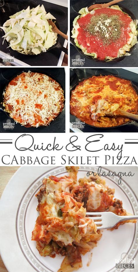 Quick & Easy Nourishing Cabbage Skillet Pizza by Prodigal Pieces | www.prodigalpieces.com Cabbage Crust Pizza, Cabbage Pizza Crust, Skillet Cabbage, Cabbage Pizza, Cabbage Skillet, Pizza Lasagna, Skillet Pizza, Whole Wheat Pizza, Cabbages