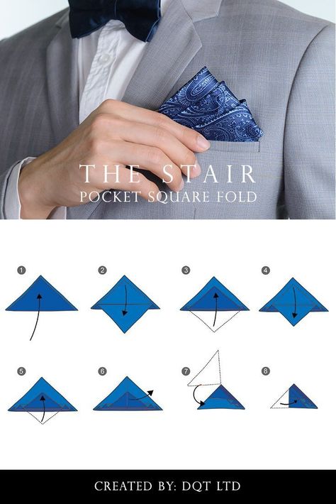 How To Make A Pocket Square, Suit Pocket Square Fold, How To Fold Pocket Square, How To Fold A Pocket Square, Pocket Square Style, Cool Tie Knots, Suit Handkerchief, Simpul Dasi, Pocket Square Folds