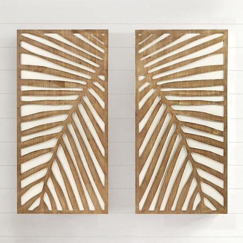 PRICES MAY VARY. 60 Day No Hassle Returns A Bella Coastal Decor Exclusive - MDF wall art featuring a carved palm pattern in a dark wood tone against a contrasting white background. Ready to hang. 16"W x 32"H each Wood Carving Wall Decor, Hawaii Interior Design, Savannah House, Boho Beach House, Casual Home Decor, Palm Pattern, Modern Coastal Decor, Wal Art, Black Forest Decor