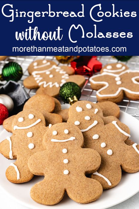 Gingerbread Cookies Without Molasses Recipe, Molasses Gingerbread Cookies, Gingerbread Cookies Without Molasses, Molasses Gingerbread, Cookies Molasses, Easy Gingerbread Cookie Recipe, Homemade Icing, Easy Gingerbread Cookies, Molasses Recipes