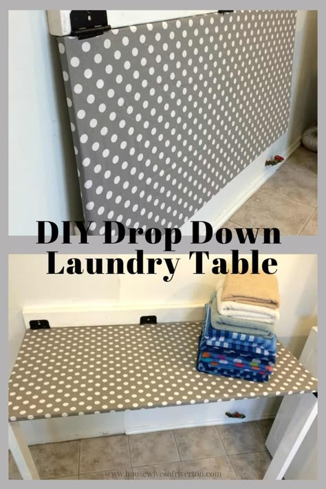 Diy Drop Down Table, Laundry Folding Tables, Laundry Room Tables, Laundry Room Folding Table, Laundry Table, Stacked Laundry Room, Fold Out Table, Laundry Room Ideas Small Space, Iron Rest