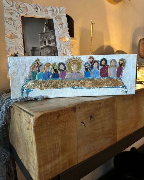 Abstract Christian Art, Christian Gifts Diy, Christian Art Painting, Last Supper Art, Spackle Art, Texture Painting Techniques, Floral Paintings Acrylic, Easter Paintings, Christmas Wooden Signs