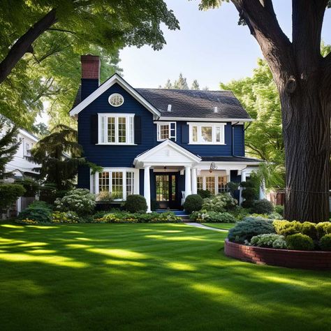 10+ Bold Exterior House Paint Ideas for a Striking First Impression • 333+ Art Images Exterior Paint Colors For Craftsman Style House, Deep Blue House Exterior, Blue Craftsman House Exterior, Royal Blue House Exterior, Blue Home Exterior Colors, Navy Blue Exterior House, Navy Blue House Exterior, Craftsman Exterior Paint Colors, Exterior House Paint Ideas