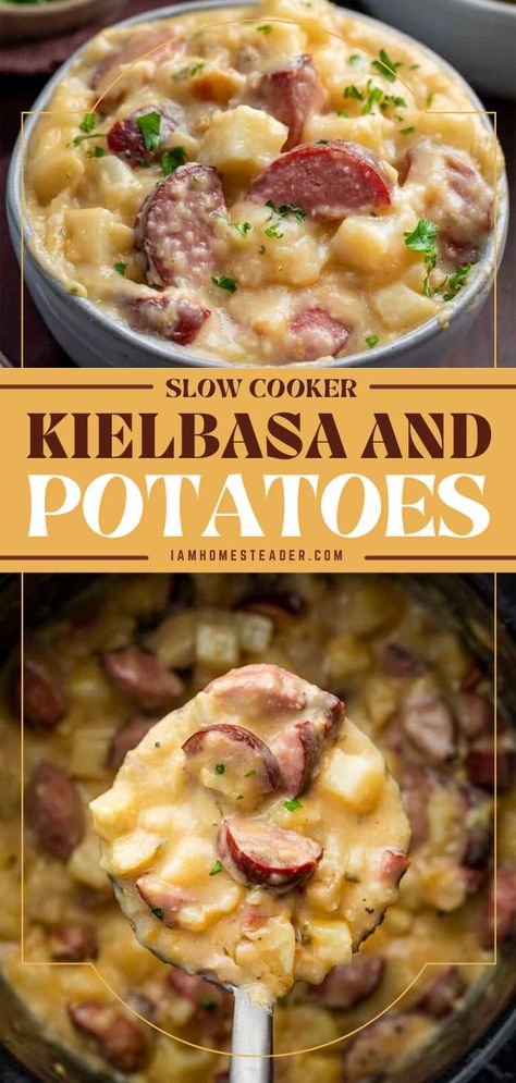 Crockpot Keilbasa Recipes, Kilbasa Sausage Recipes, Kielbasa And Potatoes, Slow Cooker Kielbasa, Smoked Sausage Recipes, Kielbasa Recipes, Easy Crockpot Dinners, Sausage Dishes, Crockpot Dishes