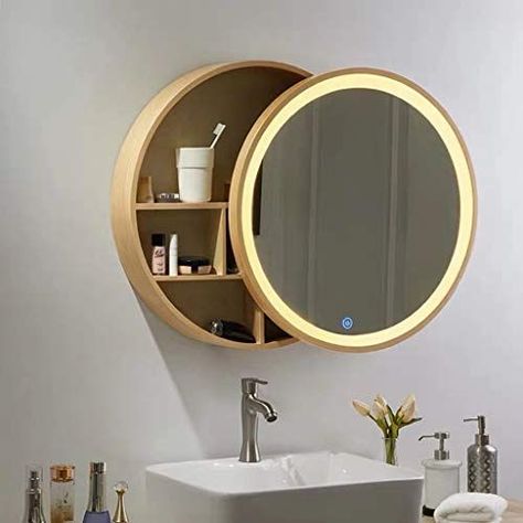 Bathroom Cabinet With Mirror: Choosing The Best Designs! Shelf Vanity, Wall Mounted Makeup Mirror, Cabinet Mirror, Bathroom Gadgets, Lighted Vanity Mirror, Vintage Closet, Mirror Bathroom, Bathroom Mirror Cabinet, Mirror Cabinet